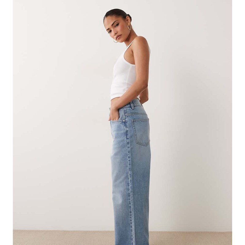 ASOS Petite ASOS DESIGN Petite straight wide leg jeans in light