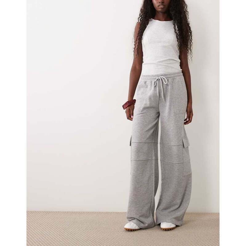 ASOS DESIGN cargo with elasticated cuff trouser in grey marl