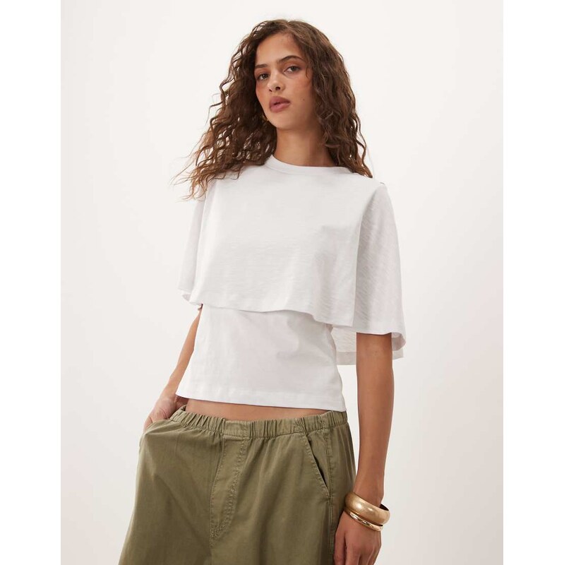 ASOS DESIGN T.shirt cape in ecru-White