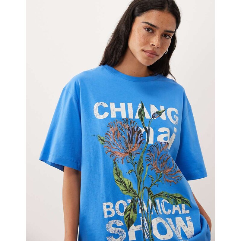 ASOS DESIGN Oversized T-shirt with Chiang mai floral graphic in