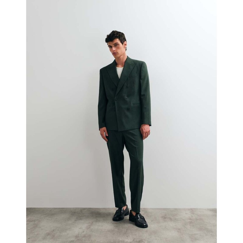 ASOS DESIGN regular double breasted suit blazer in dark green