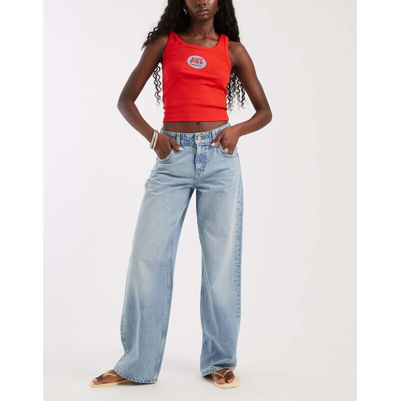 ASOS DESIGN oversized baggy boyfriend jeans in lightwash blue