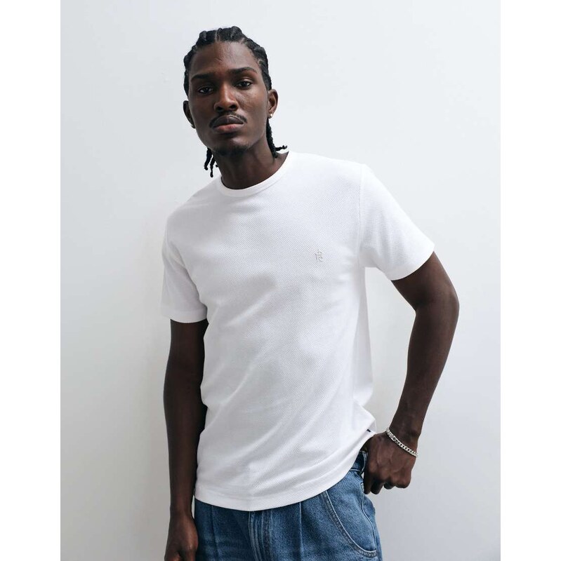 French Connection popcorn textured t-shirt in white