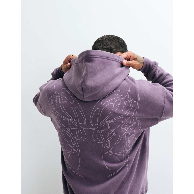 Hollister back graphic boxy fit hoodie in purple