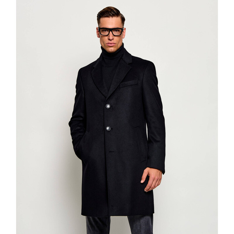 BOSS BLACK Vlněný kabát H-Hyde-264 | s příměsí kašmíru
