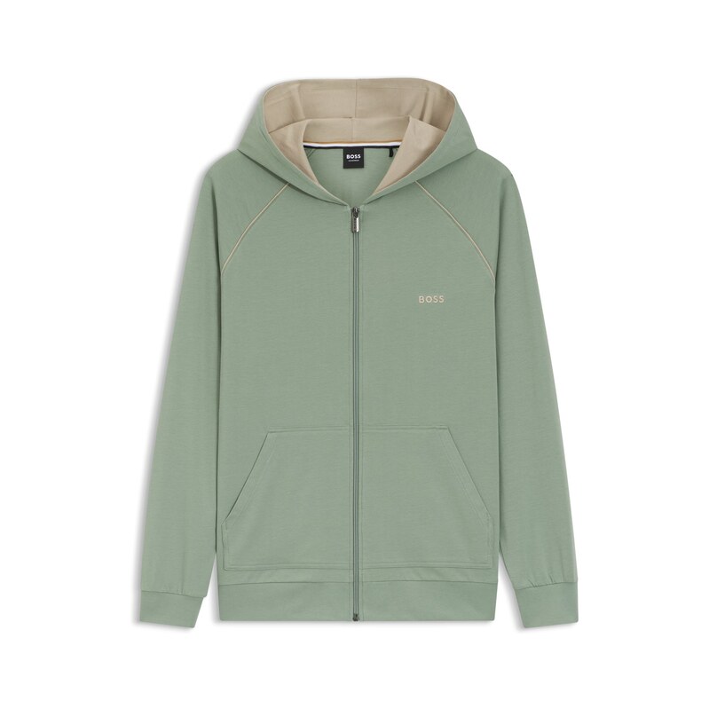 BOSS Zip-up hoodie in stretch cotton with embroidered logo