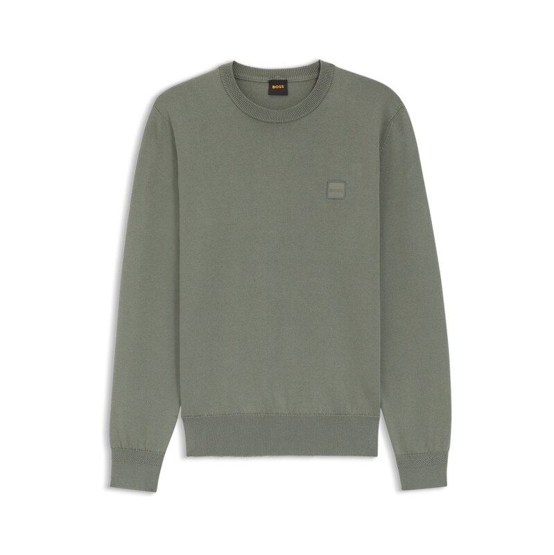 BOSS Cotton-blend sweater with logo patch