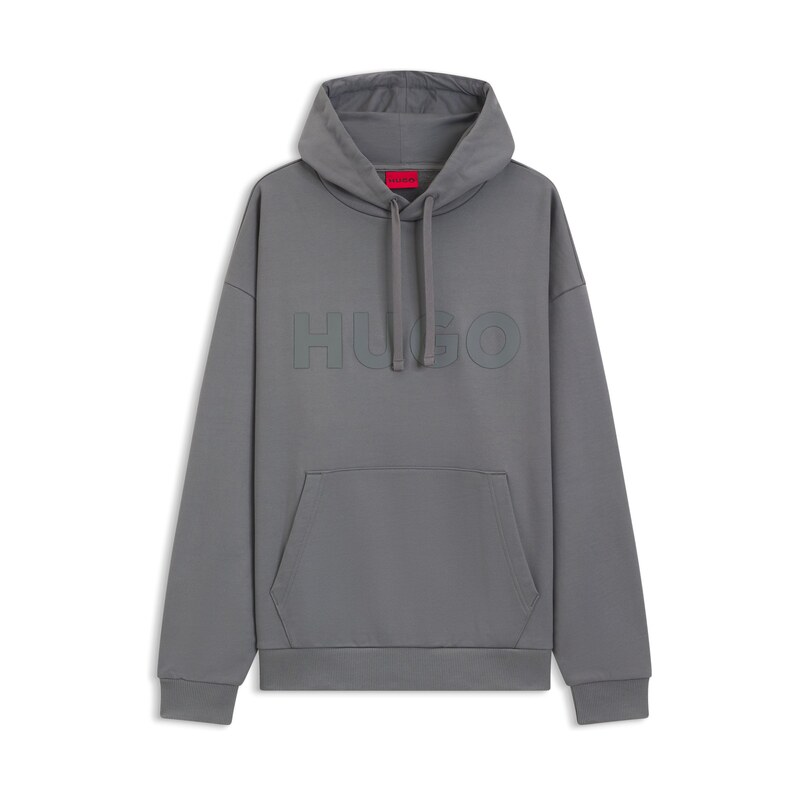 HUGO Oversized-fit hoodie in cotton terry with reflective logo