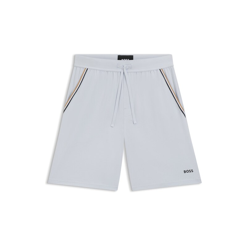 BOSS Stretch-cotton pyjama shorts with signature-stripe tape
