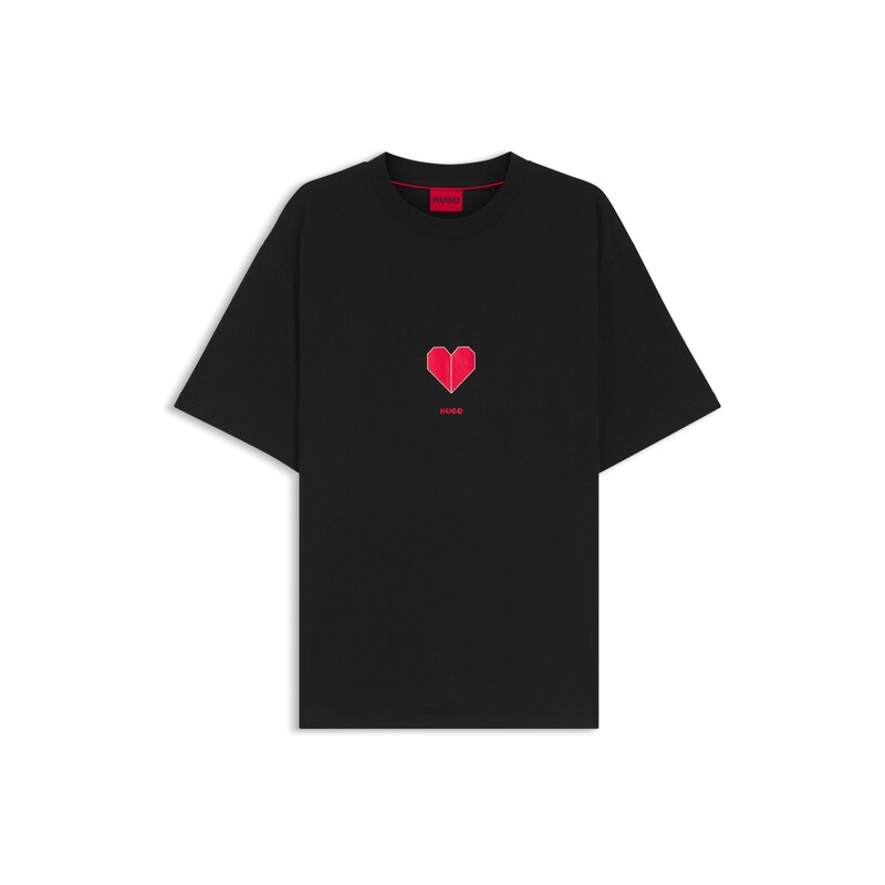 HUGO All-gender Cotton-jersey T-shirt with origami-heart prints