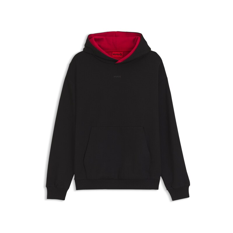 HUGO Relaxed-fit hoodie in stretch cotton with contrast inner