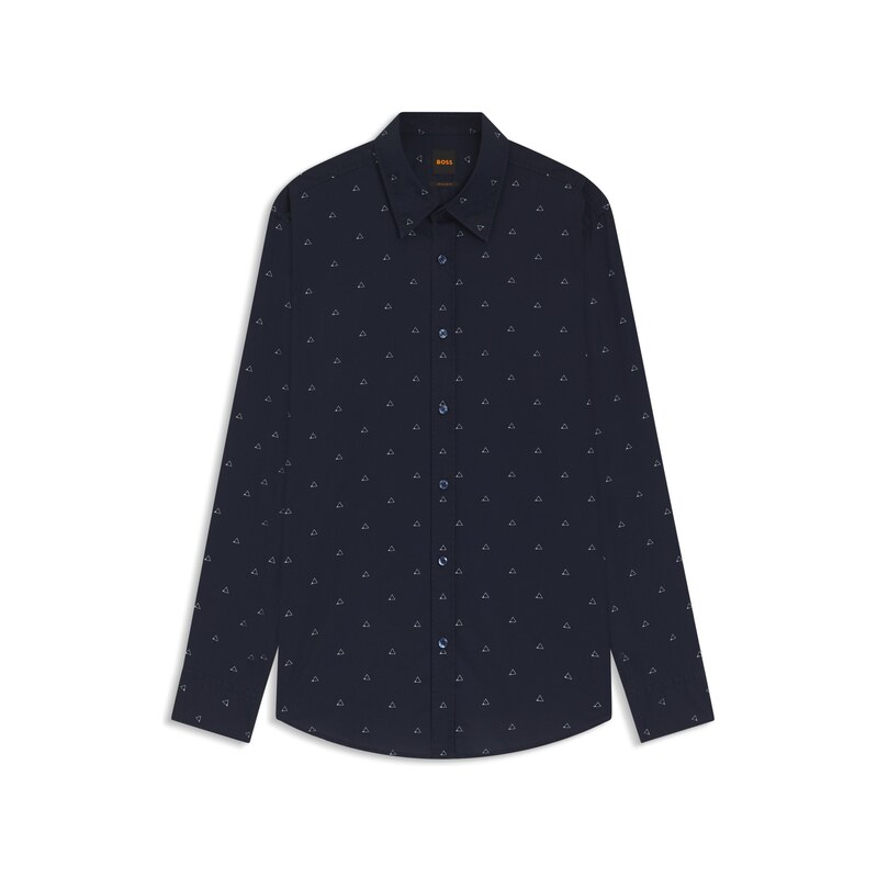 BOSS Regular-fit shirt in printed cotton poplin