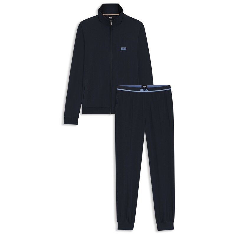 BOSS Stretch-cotton loungewear tracksuit with logos