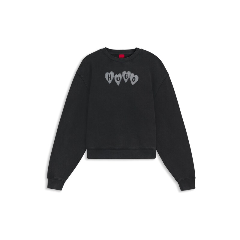 HUGO Cotton-terry sweatshirt with heart logo