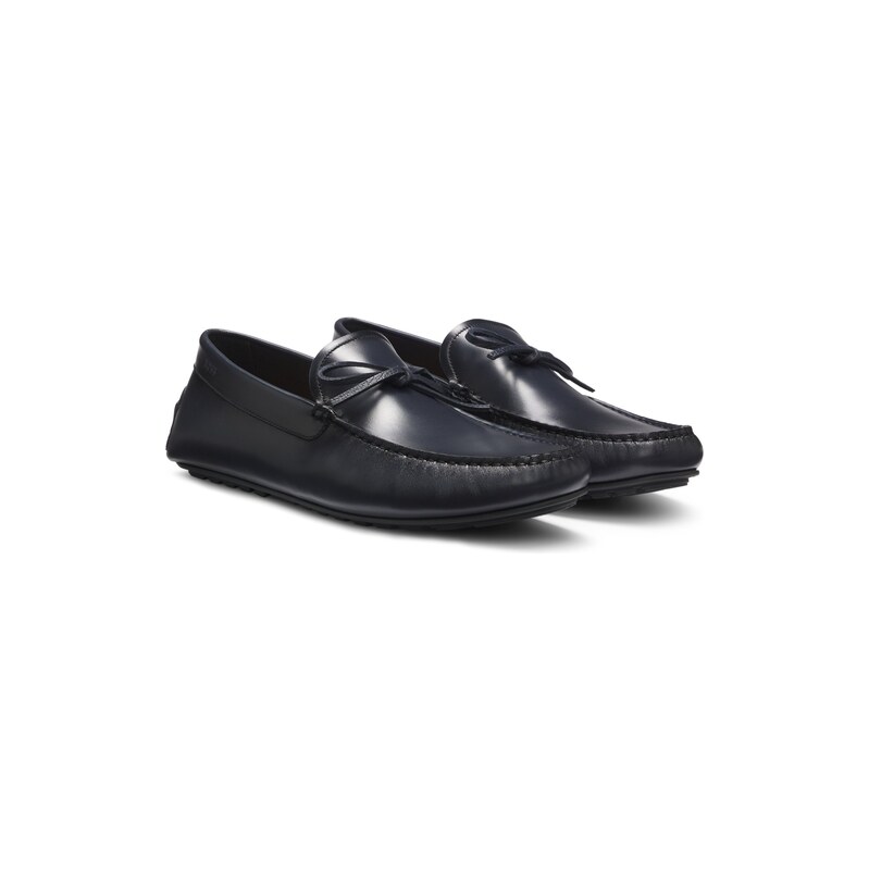 BOSS Leather driver moccasins with bow trim