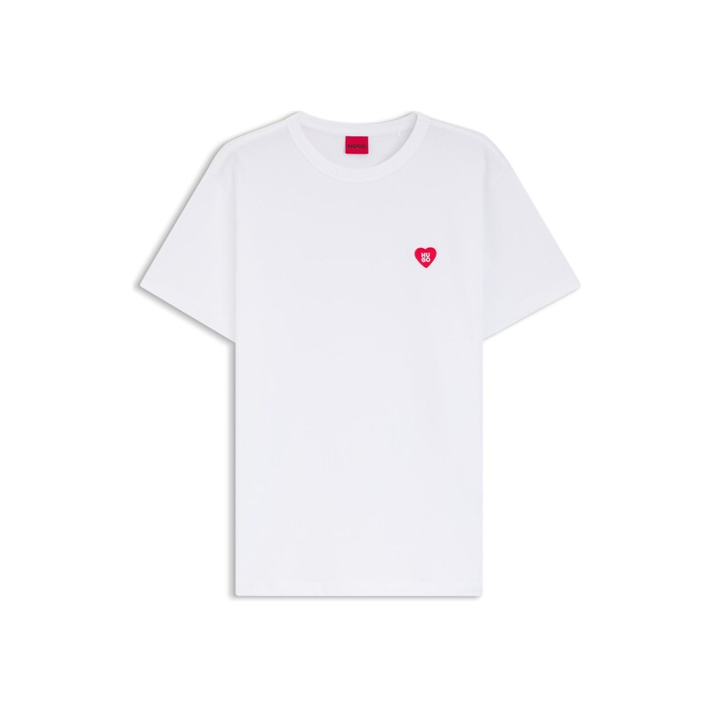 HUGO Cotton-jersey T-shirt with heart logo