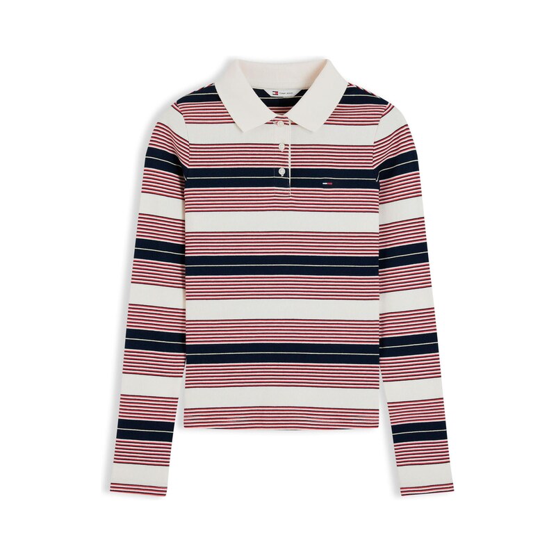 Tommy Jeans Tričko tmavě modrá / jasně červená / bílá