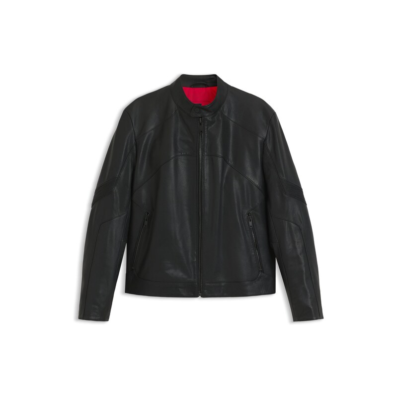 HUGO Leather jacket with piped details