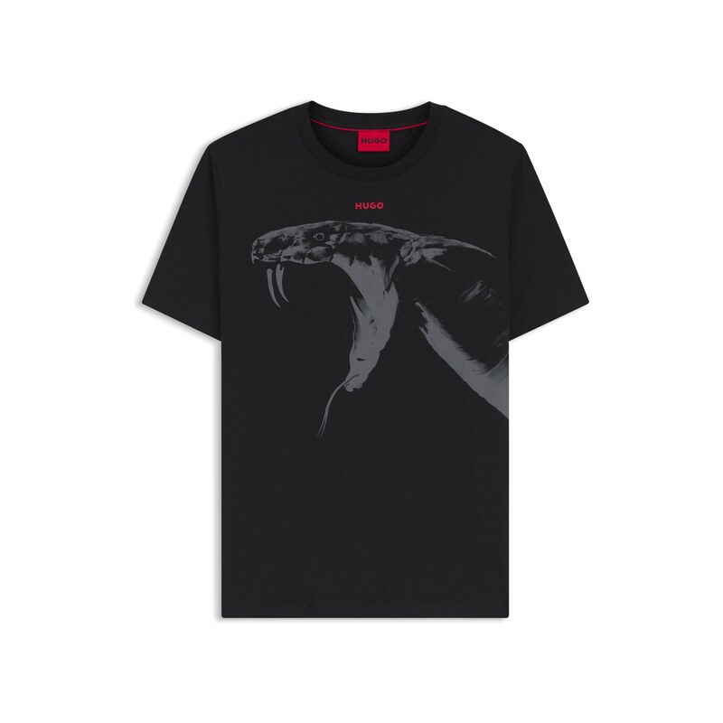 HUGO Cotton-jersey T-shirt with cobra print