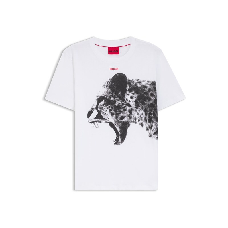 HUGO Cotton-jersey T-shirt with cobra print