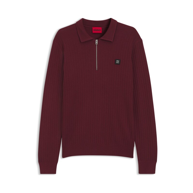 HUGO Structured polo sweater in a wool blend