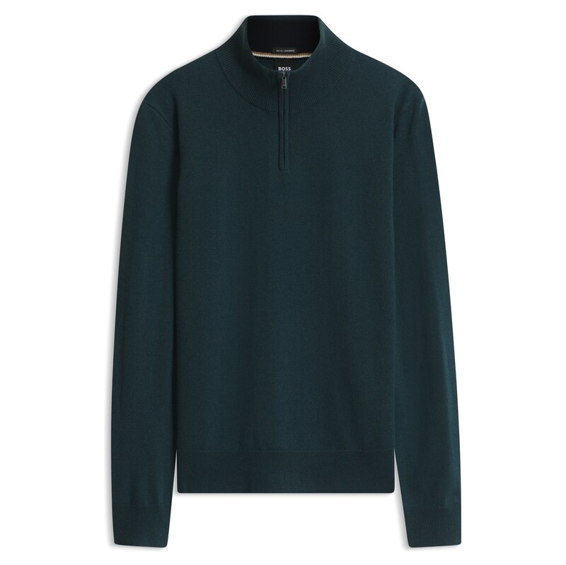 BOSS Zip-neck sweater in virgin wool with cashmere