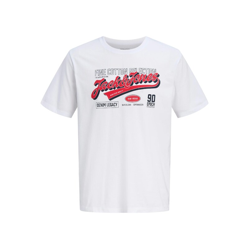 JACK & JONES Tričko tmavě modrá / grenadina / bílá