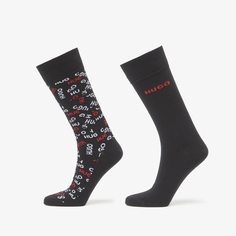 Ponožky Hugo Boss 2-Pack Rs Tape Logo Cc Black 39-42