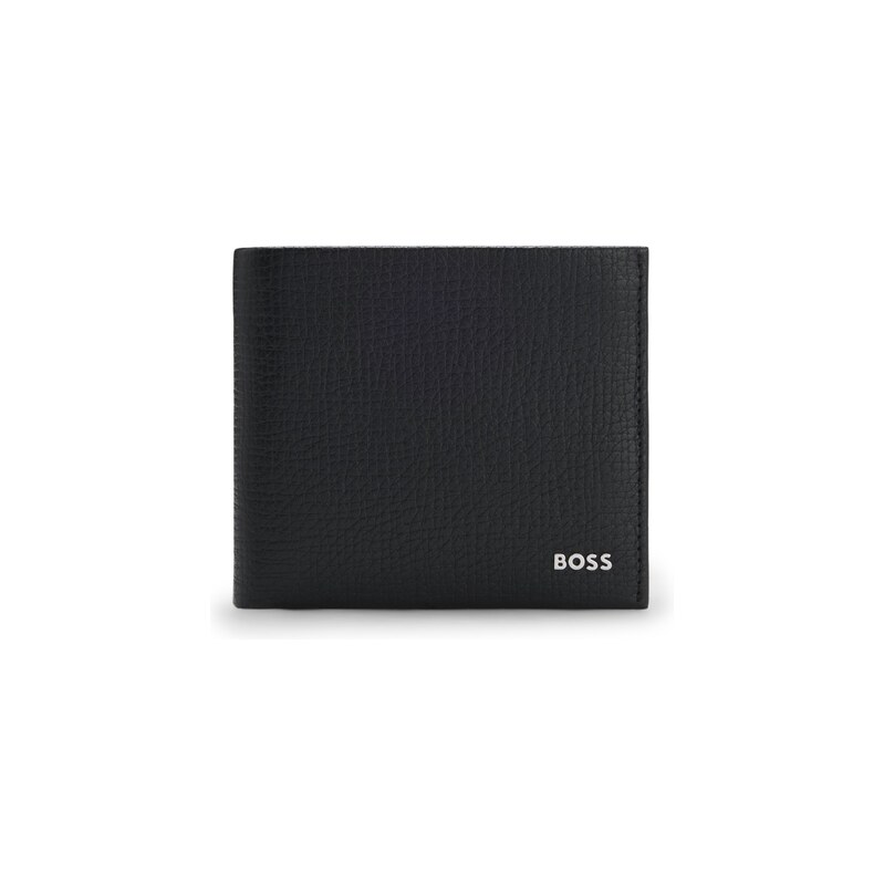 BOSS Grained-leather wallet with metallic logo lettering