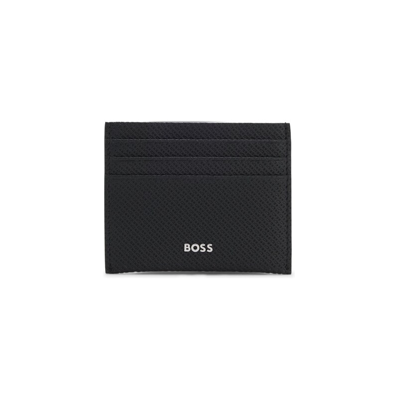 BOSS Card holder in monogram-pattern recycled leather