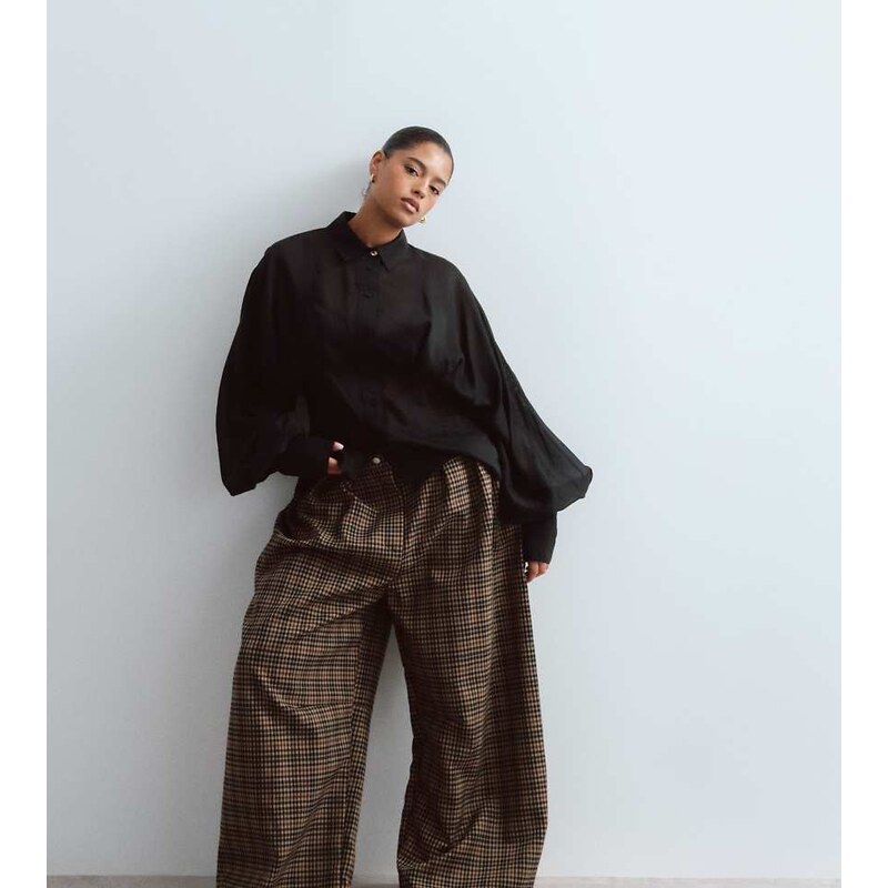 ARRANGE Curve tailored barrel leg trousers co-ord in chocolate
