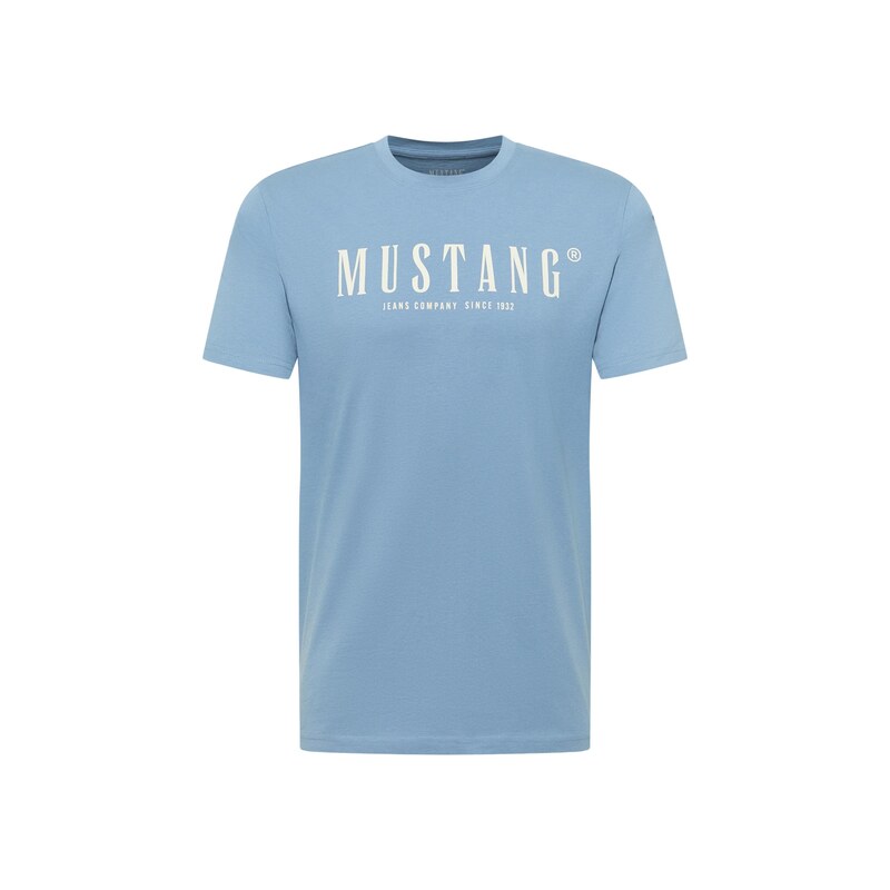MUSTANG Tričko Austin světlemodrá / bílá
