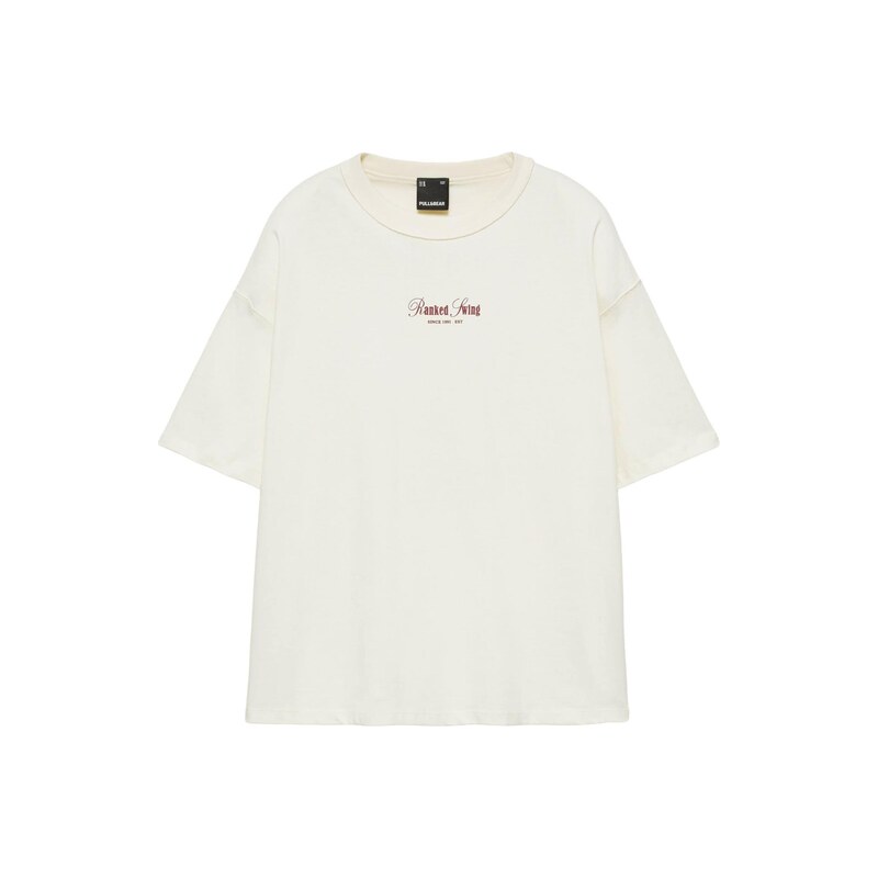 Pull&Bear Tričko zelená / červená / černá / barva bílé vlny