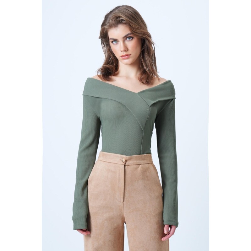 Trend Alaçatı Stili Tričko khaki