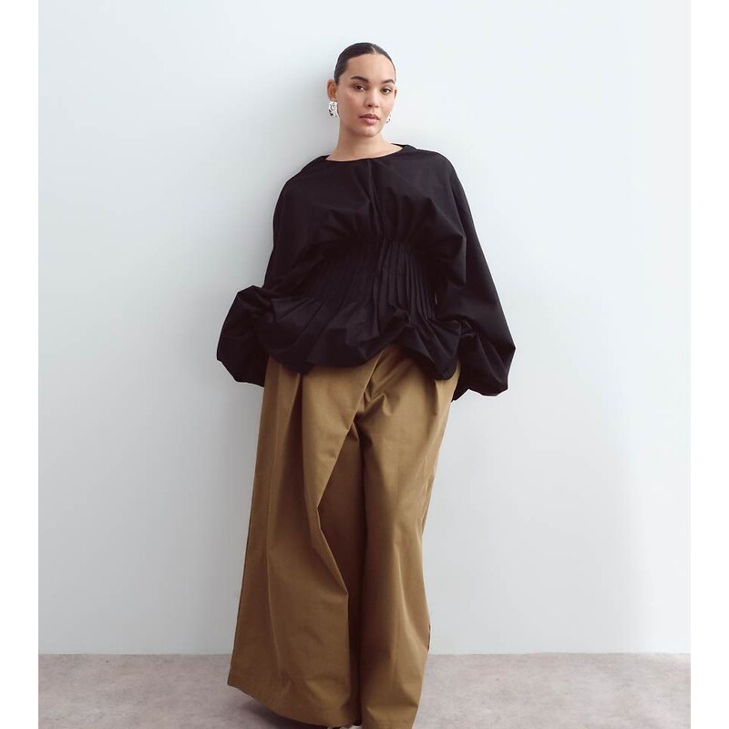 ARRANGE Curve Alva fold detail wide leg trouser in olive green