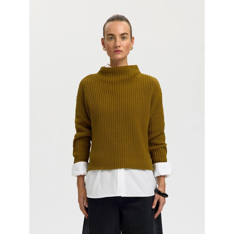SELECTED Svetr SLFSELMA SUS khaki