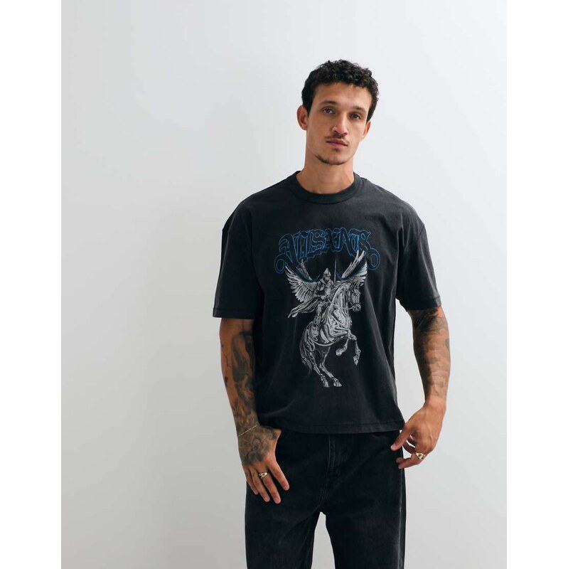 AllSaints Vanguard short sleeve graphic logo t-shirt in washed