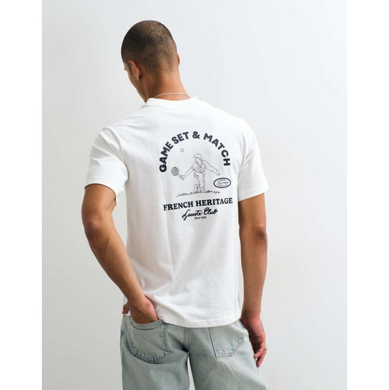 Lacoste tennis heritage badge accent back graphic t-shirt in