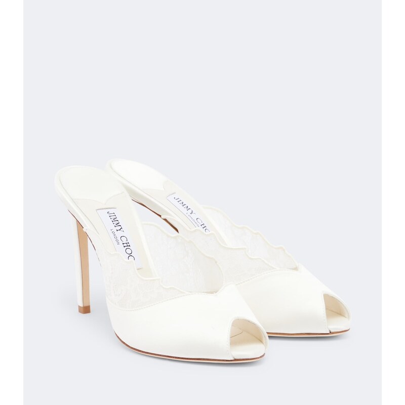 Jimmy Choo Brigitte lace-trimmed satin mules