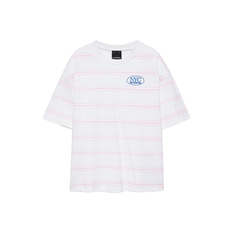 Pull&Bear Tričko safírová / růžová / bílá
