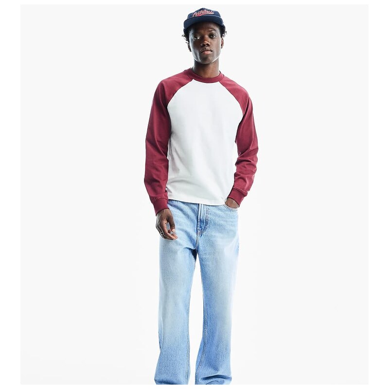 Bershka Tall baggy jeans in light bue-Blue