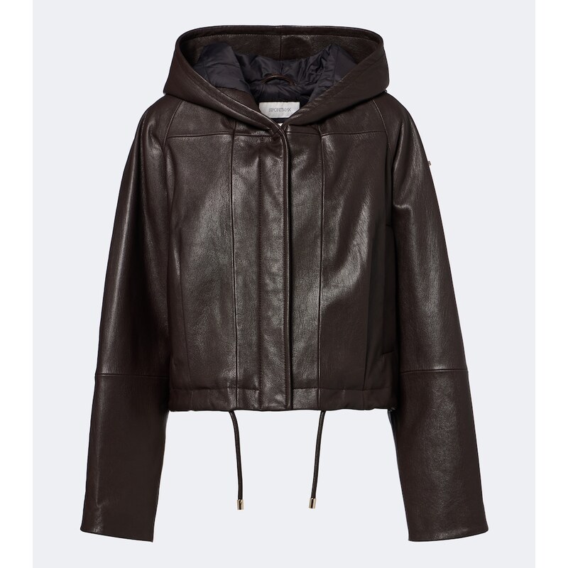 Sportmax Hooded leather jacket