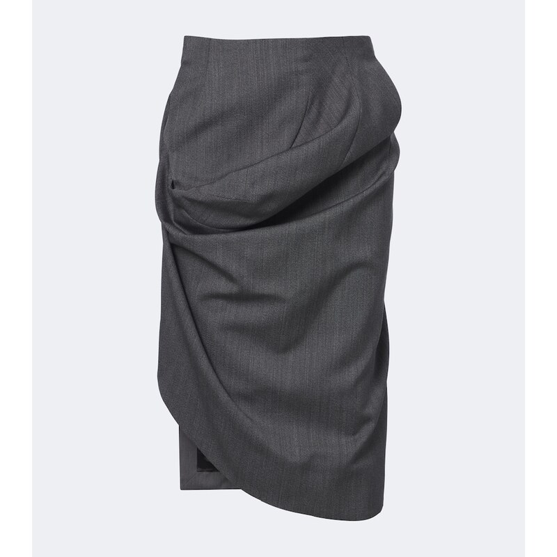 Victoria Beckham Draped asymmetric virgin wool midi skirt