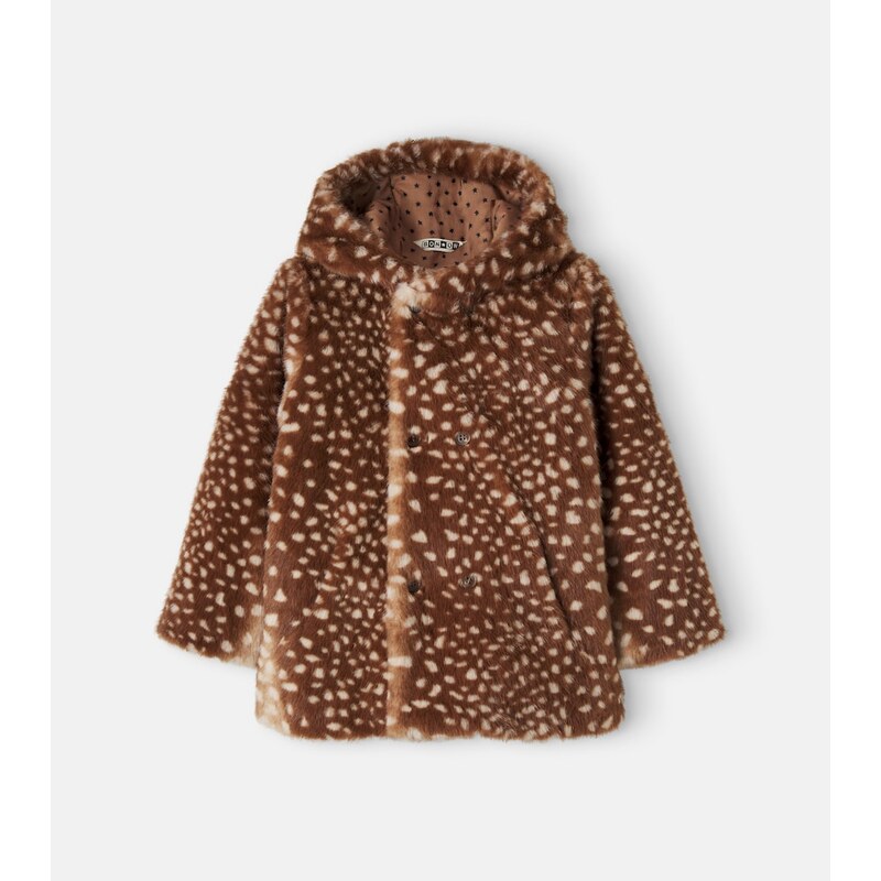 Bonton Poppy hooded animal-print teddy coat