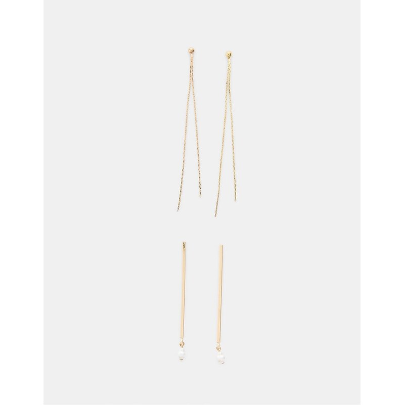 Stradivarius Set of 2 dangle earrings in gold-Yellow