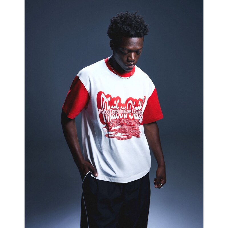 Bershka Nts x thaiboy digital print short sleeve t-shirt in