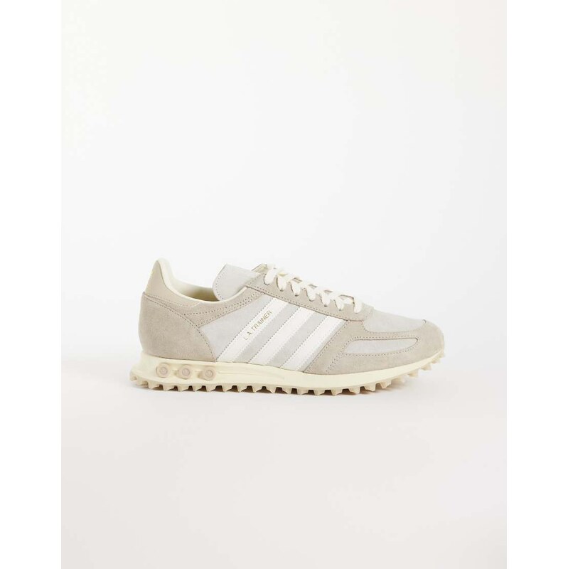 adidas Originals LA trainers in khaki and off white-Green