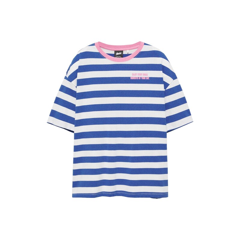 Pull&Bear Tričko STWD námořnická modř / růžová / bílá
