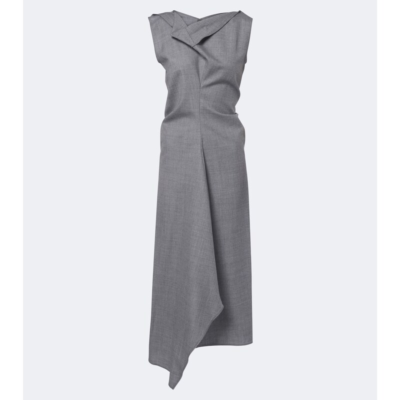 Victoria Beckham Draped asymmetric wool midi dress