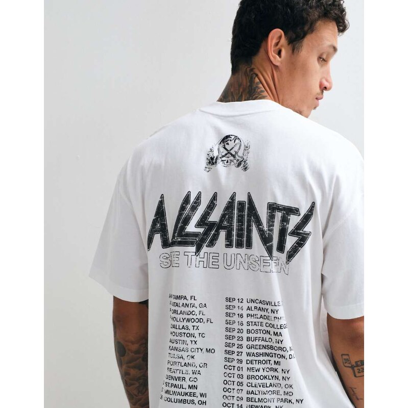 AllSaints Chromium short sleeve graphic logo t-shirt with back
